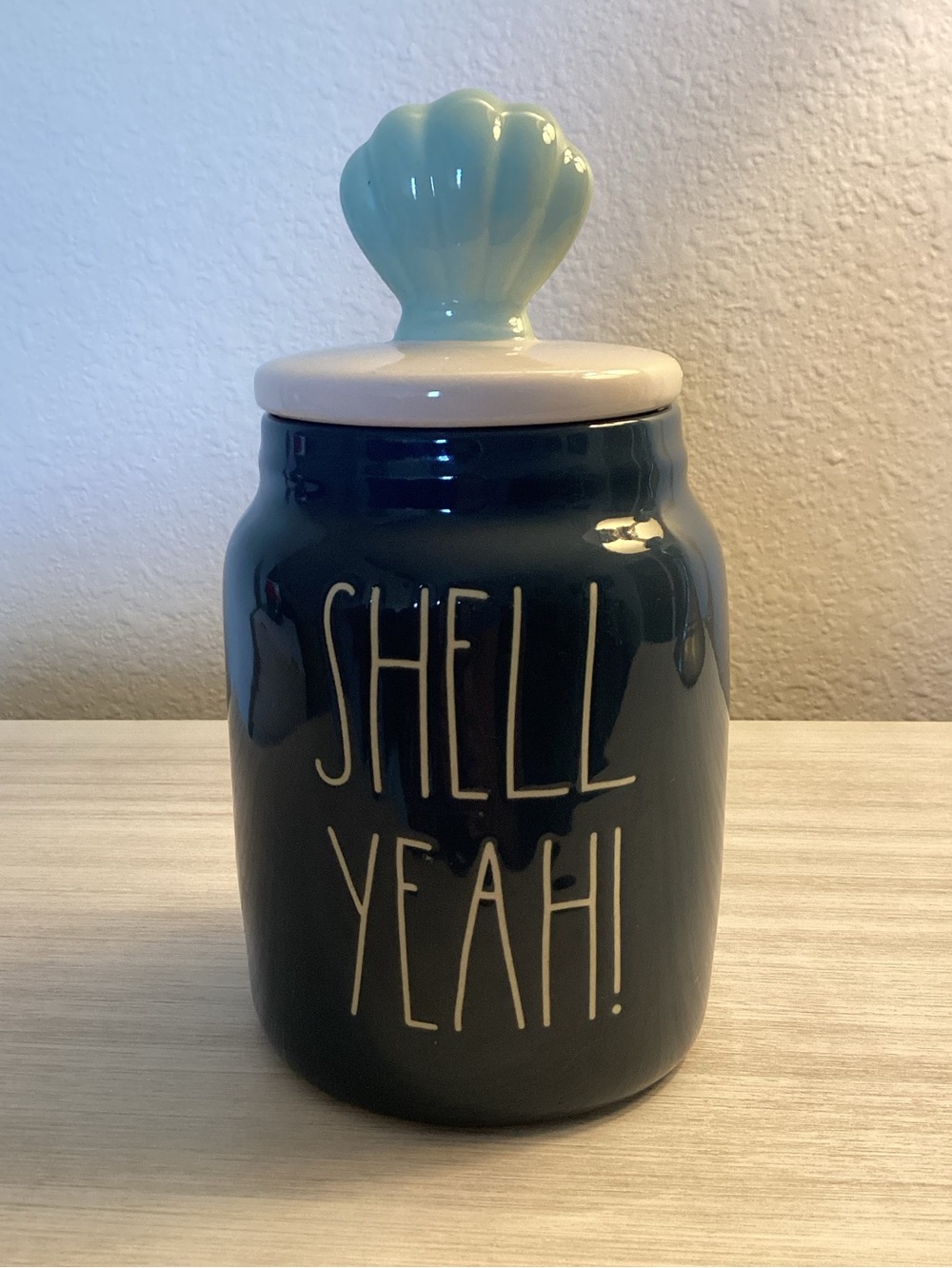 RAE DUNN “SHELL YEAH!” Canister W/Lid - Navy Blue  - By Magenta - IEC